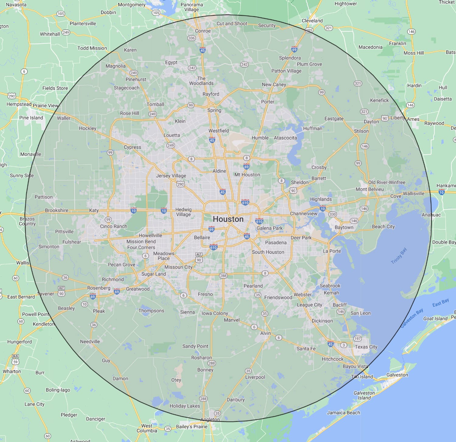 Fitz Roofing - Houston service area map